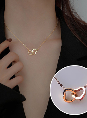 韩版18k玫瑰金ins锁骨链钛钢