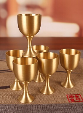纯铜古风高脚白酒杯供奉装饰摆件