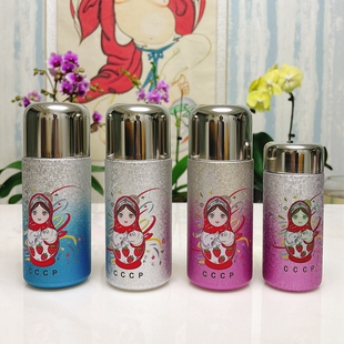 350ml毫升覆钛内胆套娃图带吸管保温保冷杯不锈钢水杯盖带隔茶网