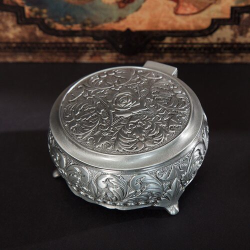 复古锌合金圆饼首饰盒