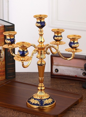 欧式复古三头五头金属烛台装饰品