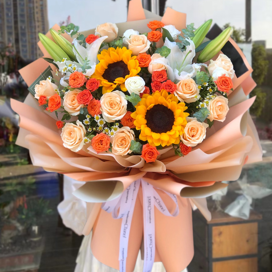 同城鲜花速递北京上海广州向日葵玫瑰花束送花康乃馨情人教师节R