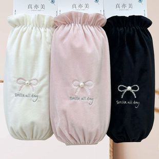口防脏套袖 女上班护袖 学生成人防污 办公羽绒服手袖 秋冬加宽加长款