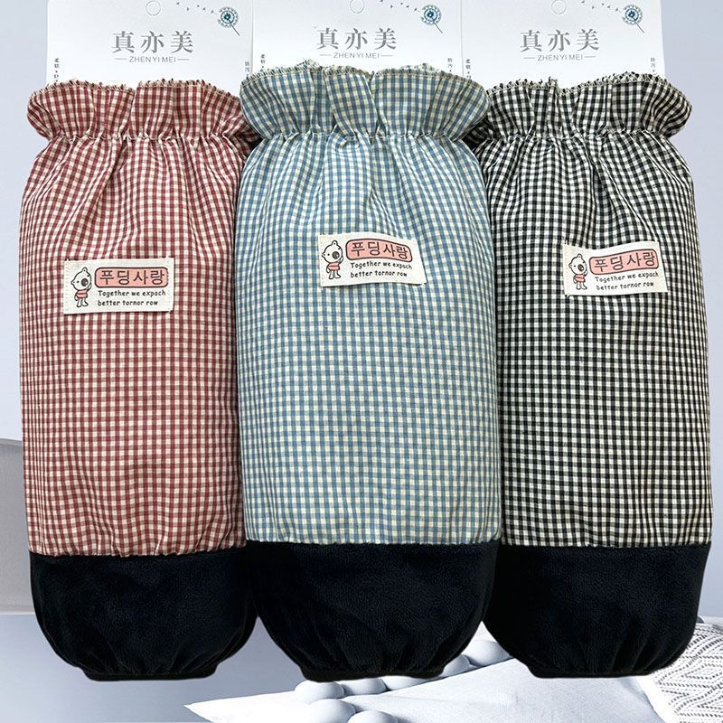 成人家务格子长款袖套女秋冬工作耐脏羽绒服护袖干活专用防污套袖