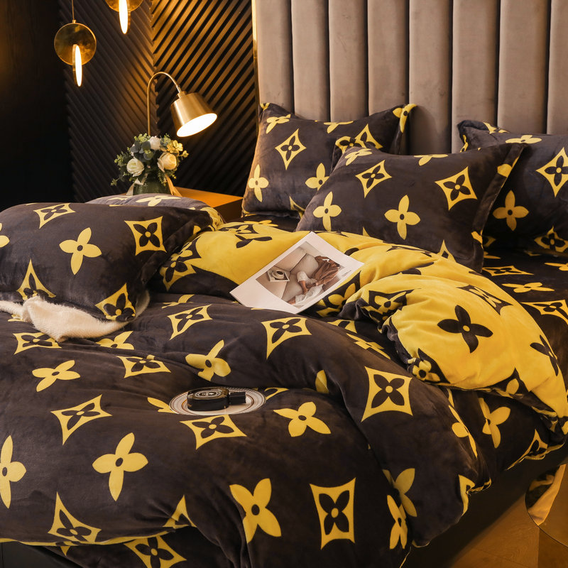 加绒被套加厚牛奶绒冬季四件套