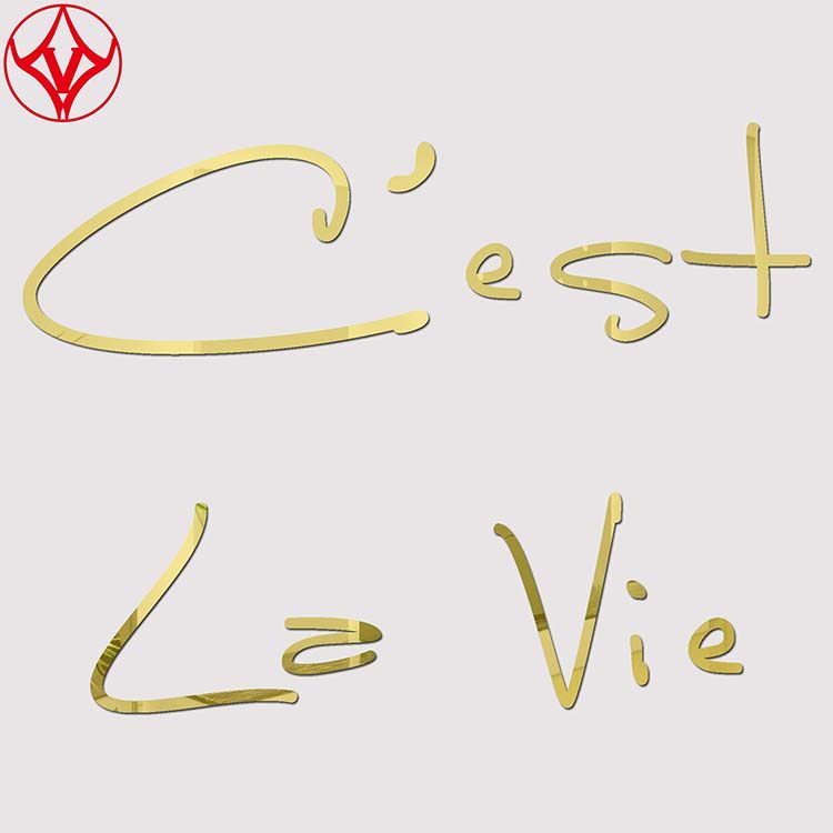 Cest La Vie英文艺术3D立体镜面亚克力墙贴美化装饰贴画自粘定制