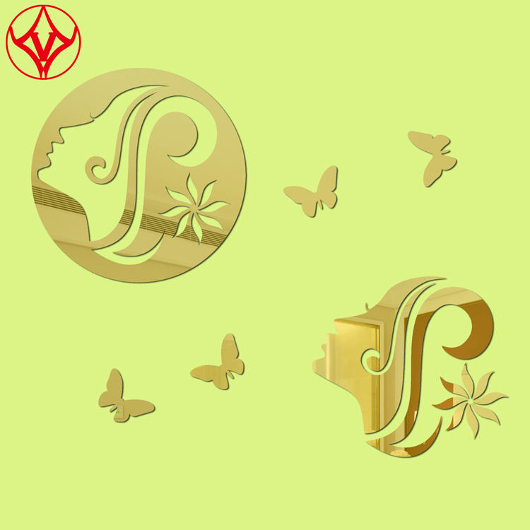 亚克力墙贴3d立体蝴蝶镂空美女图梳张台LOGO图案贴纸装饰贴画定制图片
