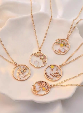 可爱少女童话吊坠挂饰甜美项链儿童卡通闺蜜礼物可调节毛衣链配饰