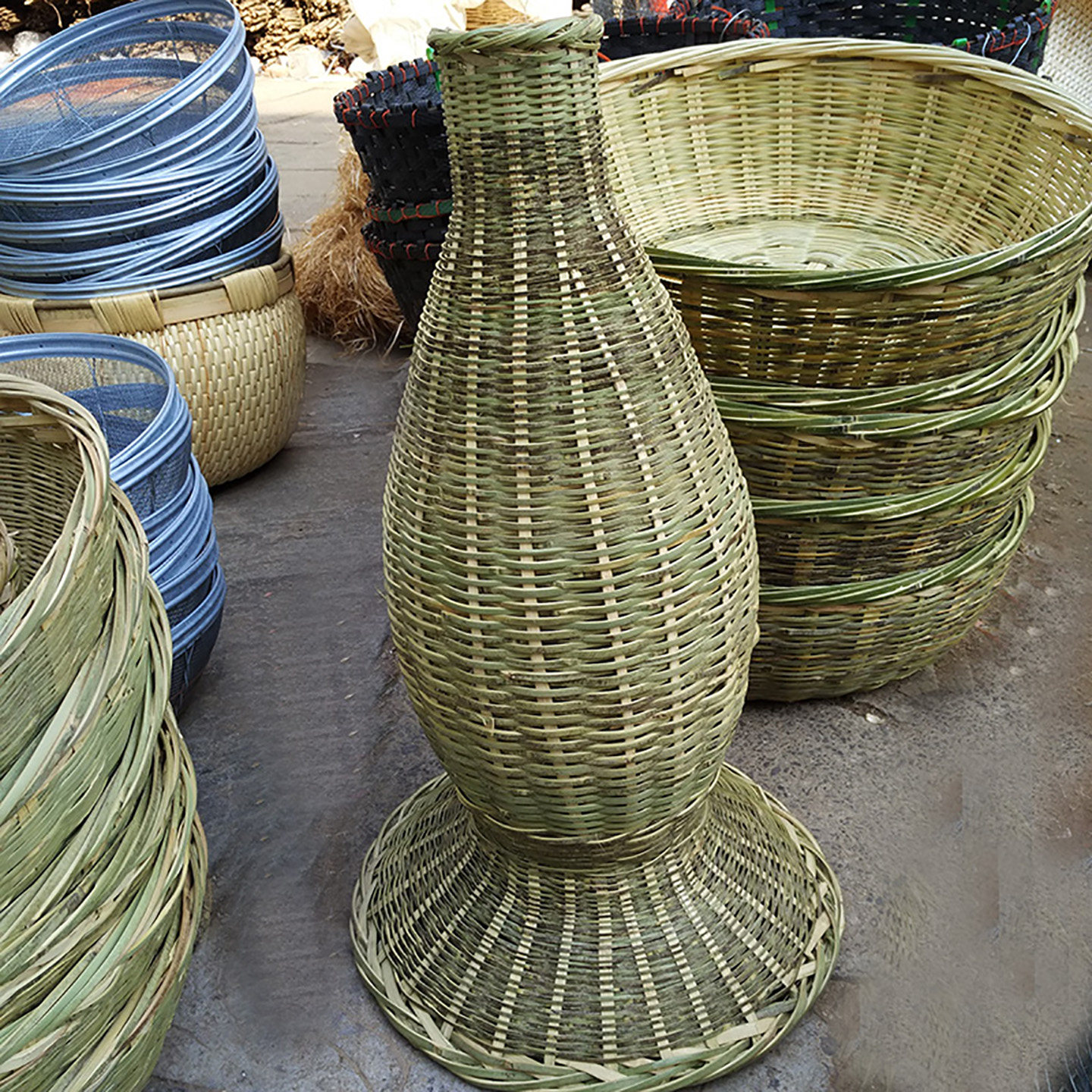 竹编工具倒须竹笼虾笼黄鳝笼泥鳅笼鱼篓装饰道具娄鱼笼大虾笼
