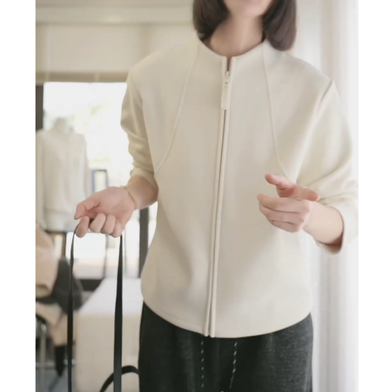 半高领德绒秋冬打底衫女2025新款秋季单拉链开衫外套修身卫衣内搭