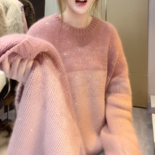 大码 渐变段染软糯套头毛衣女 2024年秋冬季 韩系chic温柔减龄针织衫