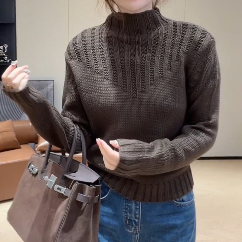 半高领毛衣针织衫女款2025新款秋冬季韩系长袖内搭百搭打底衫上衣