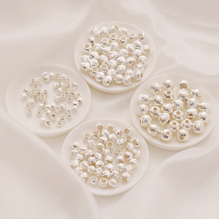 包银保色灯笼花纹串珠散珠隔珠项链手链diy 手工饰品配件制作镀金