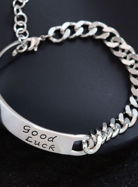 S925纯银重工GoodLuck好运字母手链女小众高级感轻奢百搭手饰
