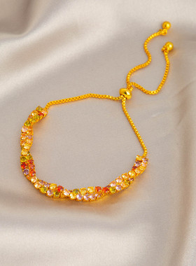 超闪交叉扭曲锆石彩色手链轻奢高级感精致手环时尚气质百搭手饰女