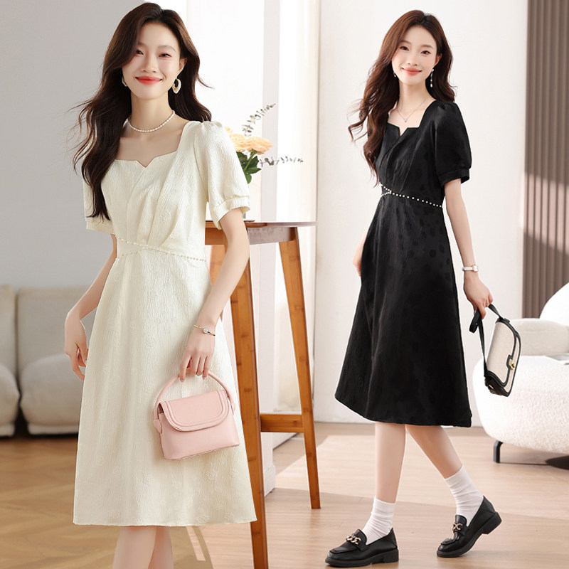实拍大码法式气质高级感赫本风连衣裙女春夏季胖mm高级感长款裙子