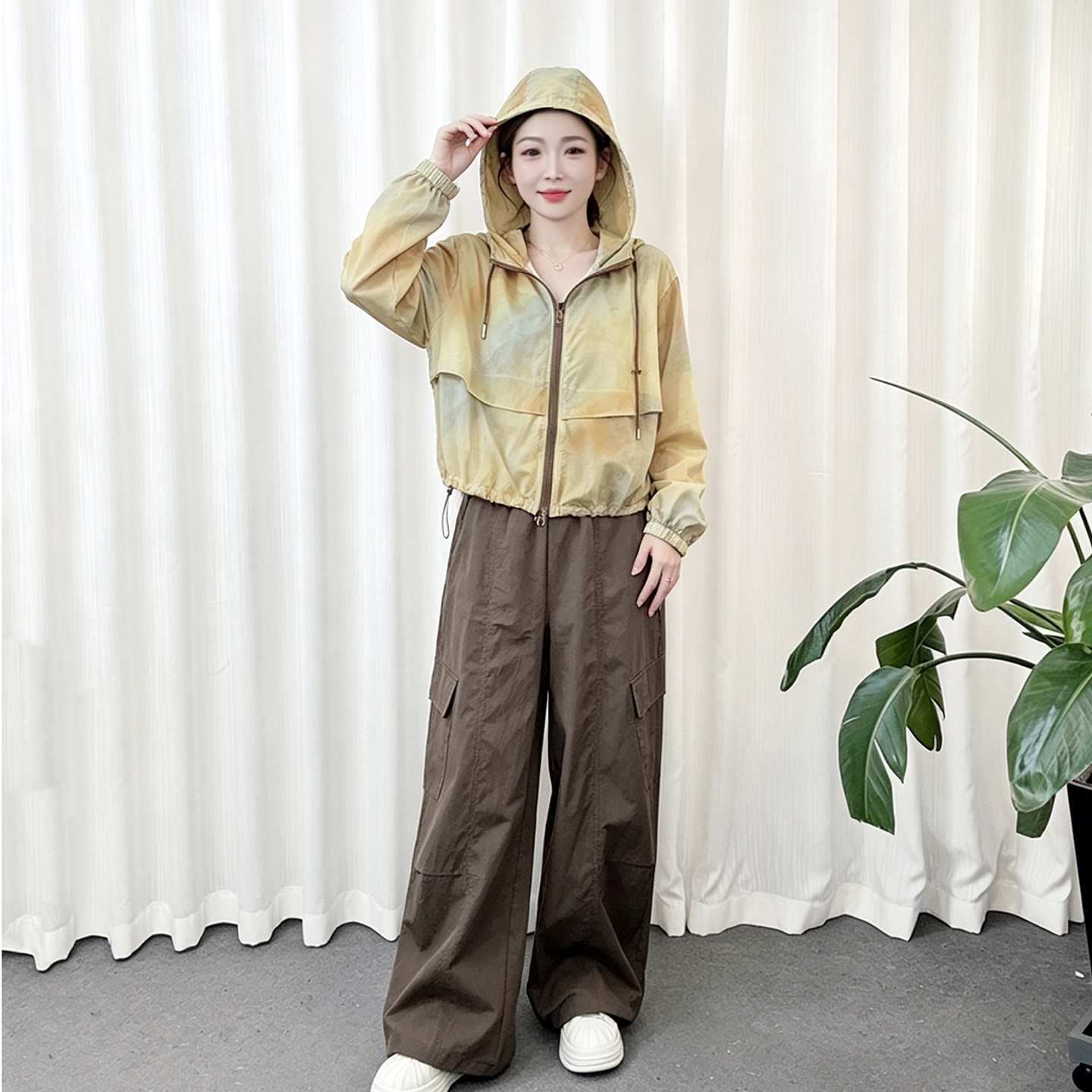 轻薄防晒衣工装裤两件套女士小个时尚套装
