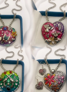 复古银精美蝴蝶手枪小天使爱心短款项链S7