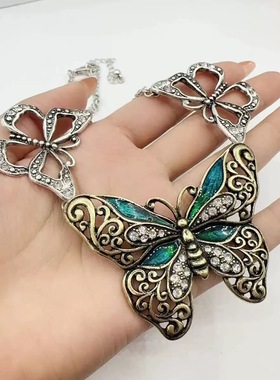 中青饰品蝴蝶项链女ins潮小众简约个性潮人港风复古项链C67现货