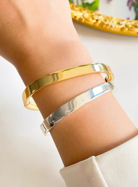 时尚简单高级感铜镀真金开口手镯C21（现货）