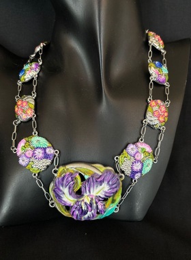 中青饰品复古宫廷风珐琅彩色气质高级感滴釉夸张项链C66现货