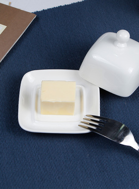 创意陶瓷牛油碟寿司碟带盖方形芝士黄油盒西餐奶酪盒BUTTER DISH