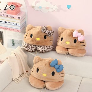 可爱黑皮hellokitty连帽U型枕飞机旅行枕坐车脖子护颈枕便携脖枕