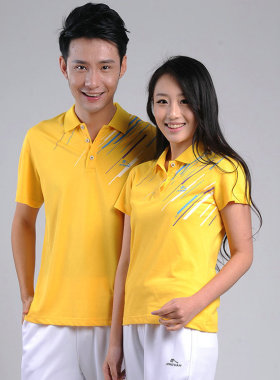 晋冠运动短袖t恤黄色polo衫 男女团体服团购中老年广场舞服装