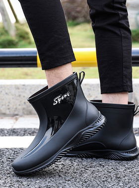 德系防滑短筒雨鞋男中筒保暖雨靴加绒防水鞋厨房胶鞋套鞋洗车钓鱼