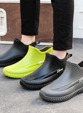 防滑短筒雨鞋男中筒保暖雨靴加绒防水鞋厨房胶鞋套鞋洗车钓鱼户外