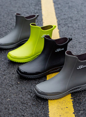 德系雨鞋男士时尚防滑短筒雨靴外卖骑手防水户外水鞋工地钓鱼胶鞋