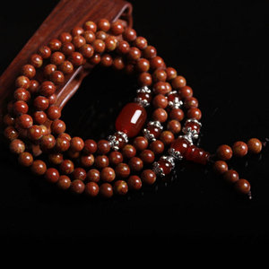 天然山东泗滨砭石手链女款男款砭石108颗佛珠手链砭石佛珠108手串