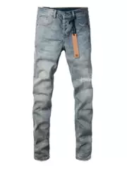 Ksubi Jeans American Trendy Brand New Light-Colored Distressed Washed Logo Printed Stretch Slim-Fit Jeans for Men