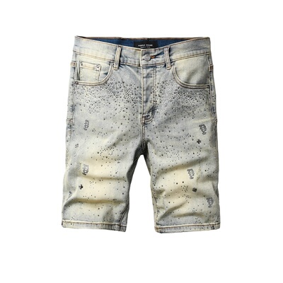 PURPLEJEANS做旧烫钻牛仔短裤男