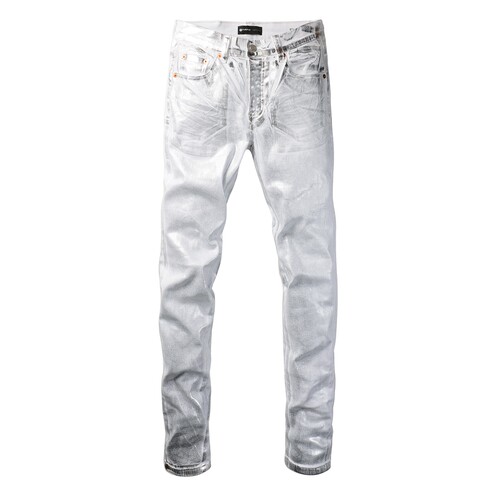 PURPLE BRAND JEANS新款美式潮牌银色涂层修身个性演出牛仔裤男裤