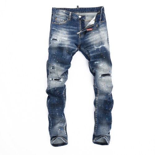 D2JEANS轻奢潮牌破洞补丁牛仔裤