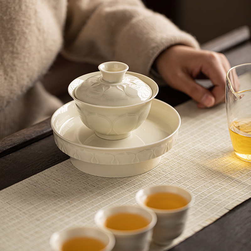 三点水中式盖碗盖碗壶承