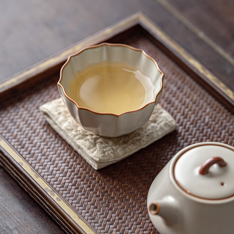 三点水复古手工汝窑茶杯
