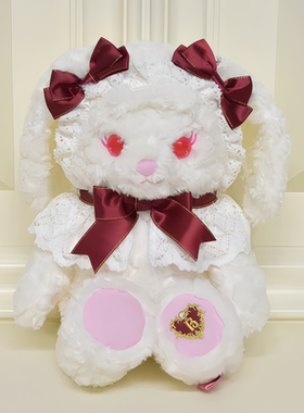 国内现货  baby 中号兔熊 红白 红色丝带金色边 lolita 毛绒玩偶