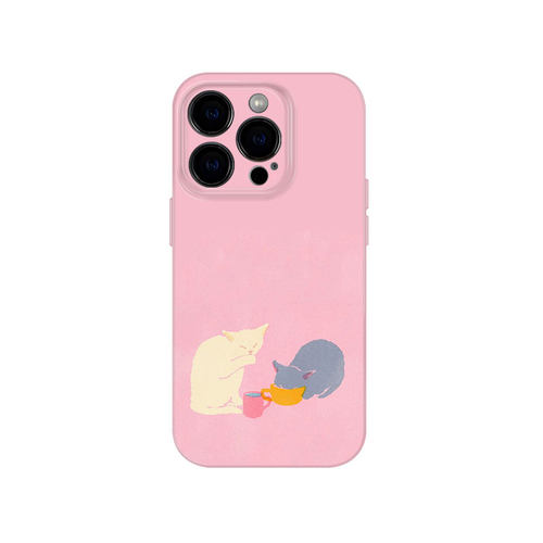 萌猫饮茶手机壳适用苹果17promax/iPhone16小米14/17红米k90华为nova16p90菲林VIVOX300/S60一加15OPPOFindx8
