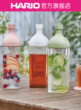 【旗舰店】HARIO四角冷泡瓶 耐热玻璃带滤网 创意果茶冷泡壶KAB