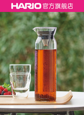 【旗舰店】HARIO家用耐热玻璃冷水壶无把手内凹滤网凉水壶茶壶FIP