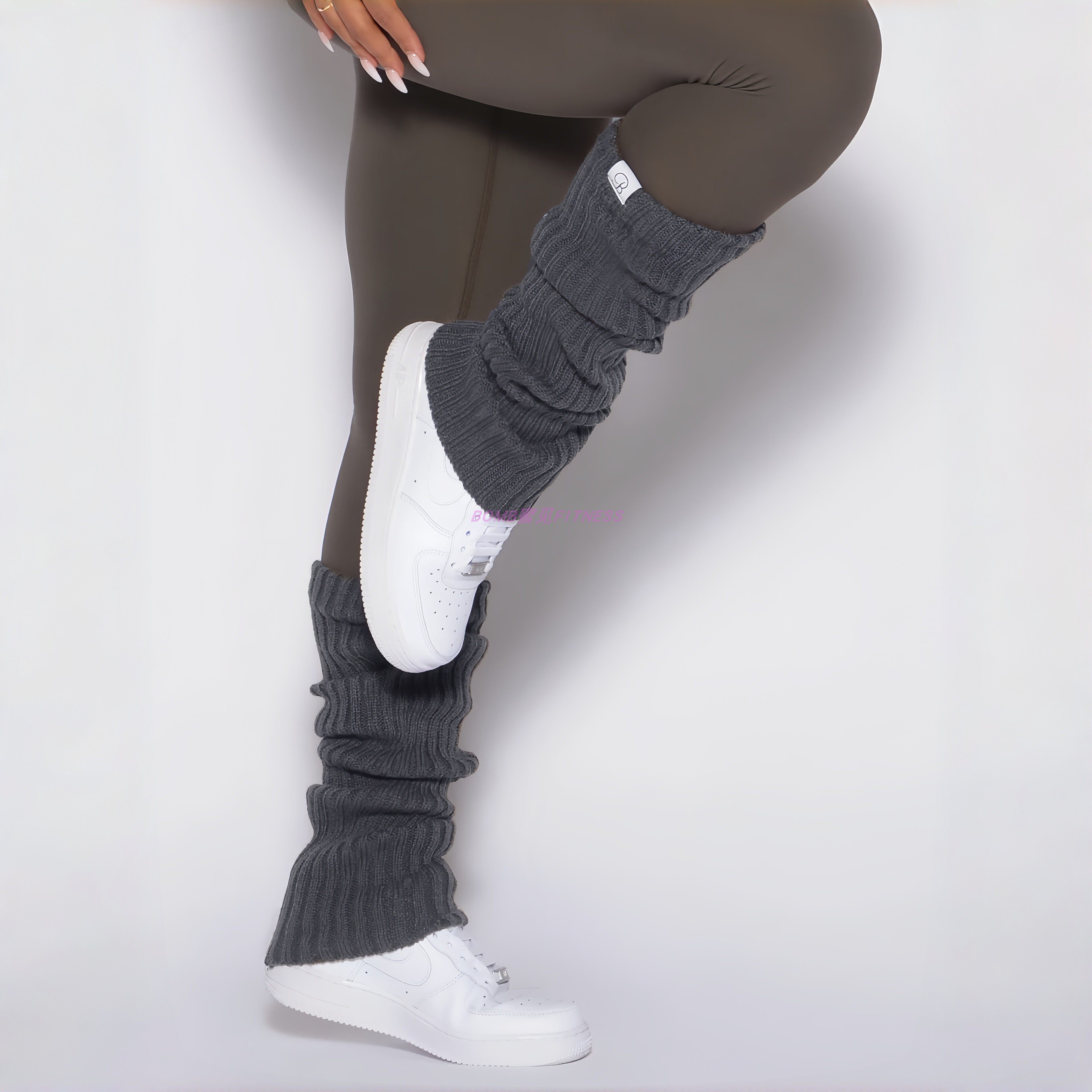 Bombshell高弹针织长筒堆堆袜套