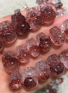 捡漏草莓晶貔貅挂件男女款吊坠