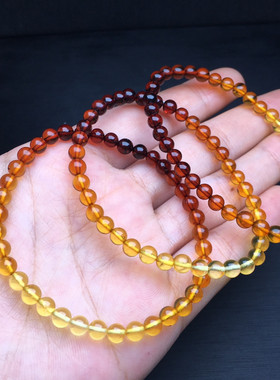 正品蜜蜡手链叠戴水晶礼物