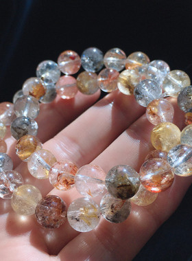 天然彩闪灵钻手链金鱼胶花