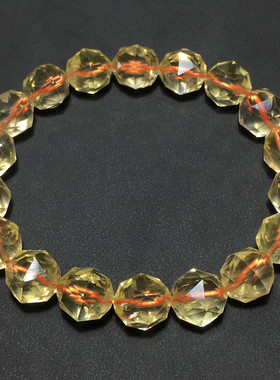 天然黄水晶切面手串女冰透水晶