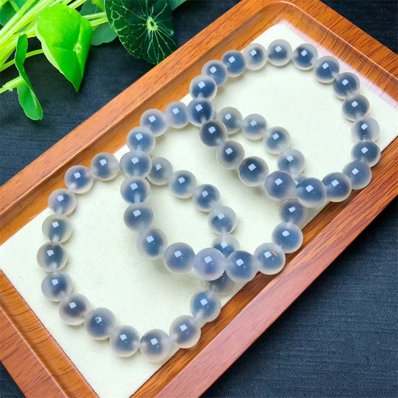 天然糖心玛瑙手链女款圆珠冰透晶体润水晶手串单圈闺蜜妈妈礼物