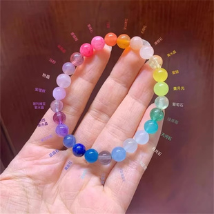 天然糖果色水晶手链彩虹多宝原创设计手串女26种能量融为一体饰品
