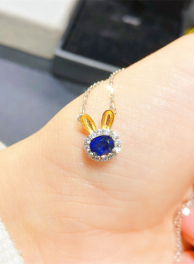 女925银蓝宝石锁骨吊坠气质款